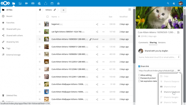 Die Social-Sharing-App erm&ouml;glicht das Teilen in sozialen Netzwerken. (Bild: Nextcloud)